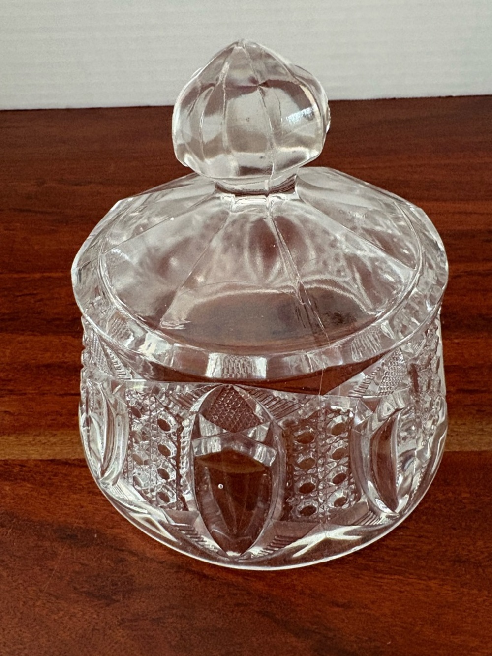 EAPG McKee Glass & Co. Quintec Clear Press Cut Covered Butter Dish & Lid - Picture 7 of 9